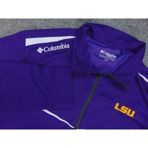 LSU Tigers Pullover Mens Large Columbia Golf Purple Quarter Zip Sweater Jacket